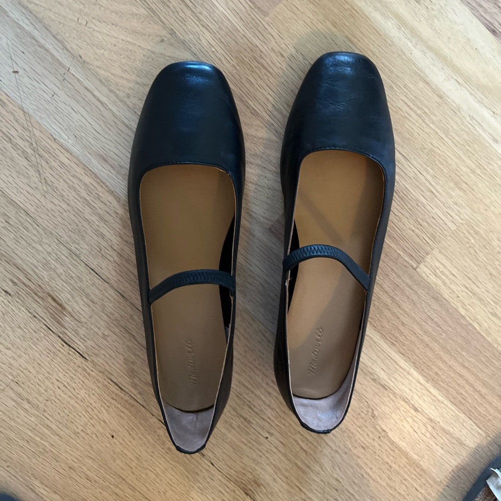 Madewell Greta Ballet Black Leather Flats